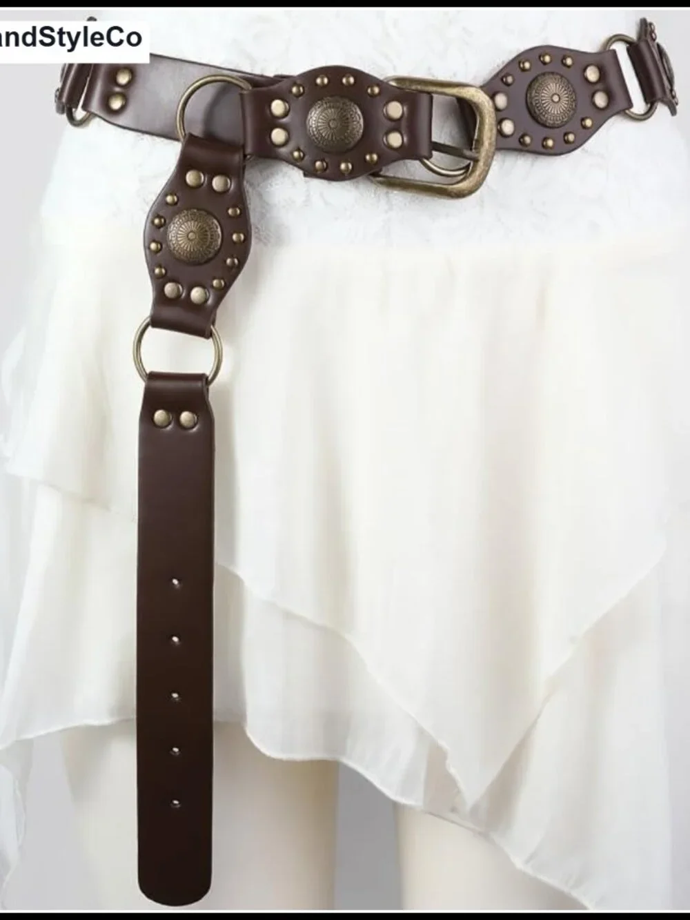 Western Rivet Vintage Concho Cowgirl Belt for Jeans Pants S/M